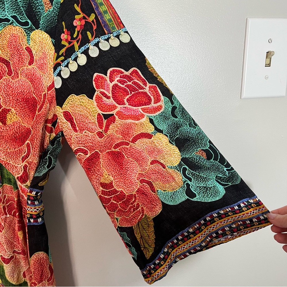 Farm Rio Rosario Bell Sleeve Lightweight Floral Boho Maxi Dress Size S - Picture 4 of 11